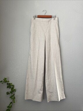 Banana Republic Wide-Leg Linen-Blend Pants in Light Beige